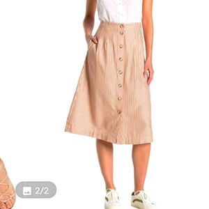 Madewell Patio Stripe Button Front Midi Skirt